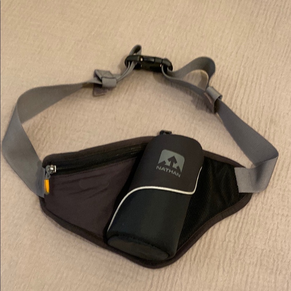 Natan Gray and Black Belt Bag. Unisex model